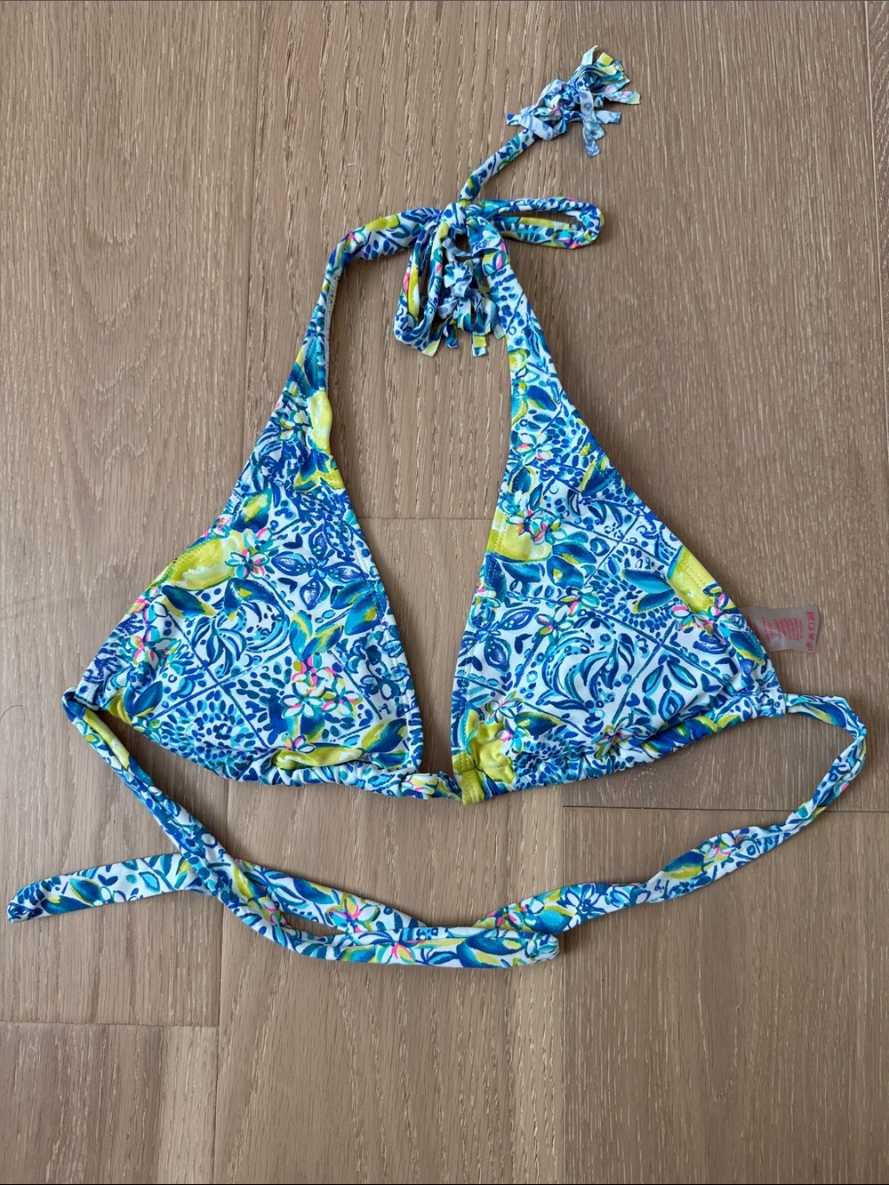Lilly Pulitzer Blue & Yellow Floral Triangle Bikini Top